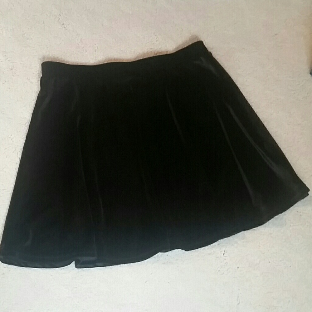 Black velvet miniskirt